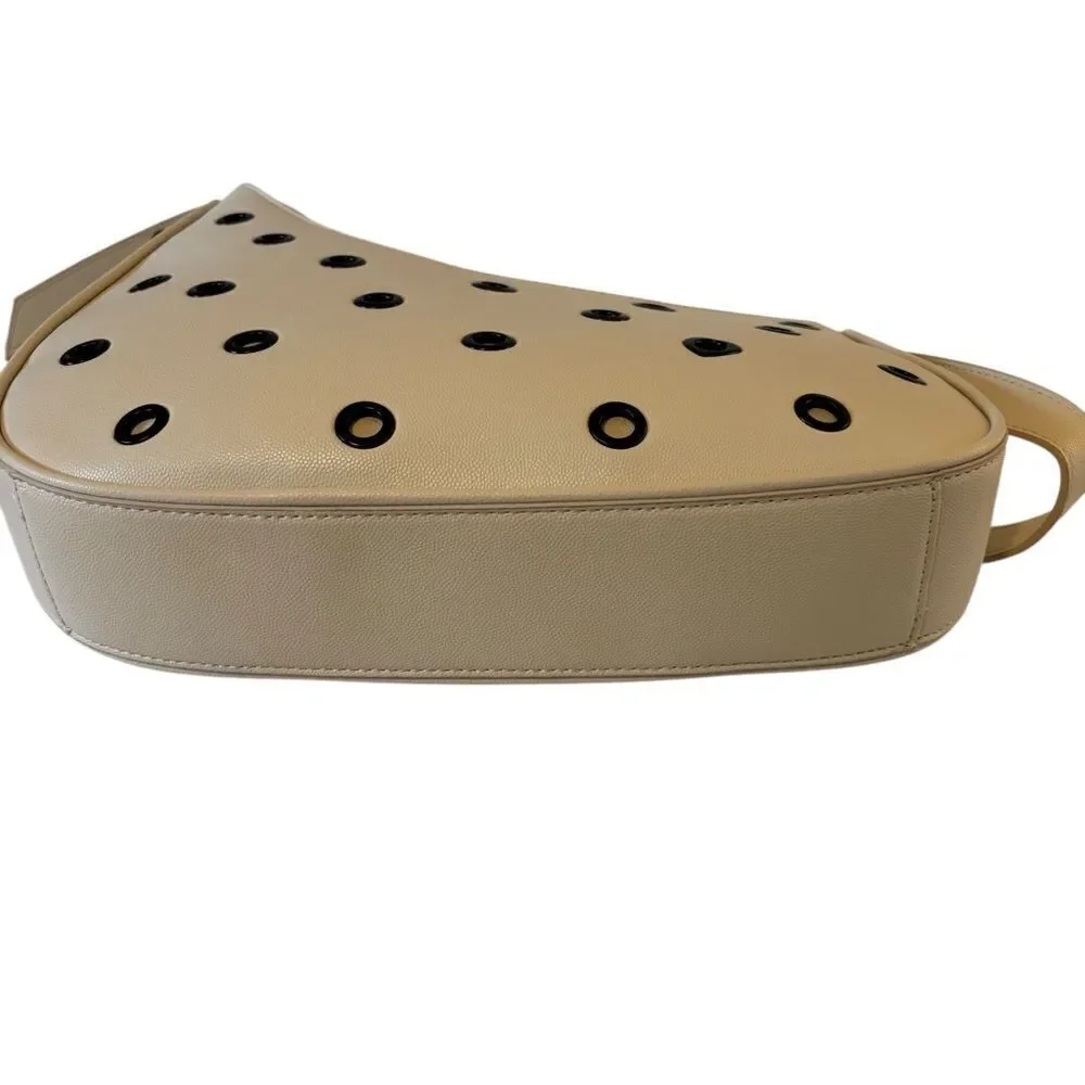 Awesome Edgy Beige Shoulder Bag with Gun Metal Accents.